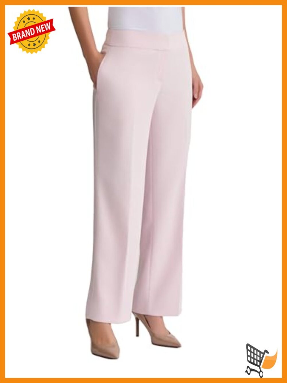 Kasper Herringbone Wide Leg Pants High Rise Business Casual Trousers
